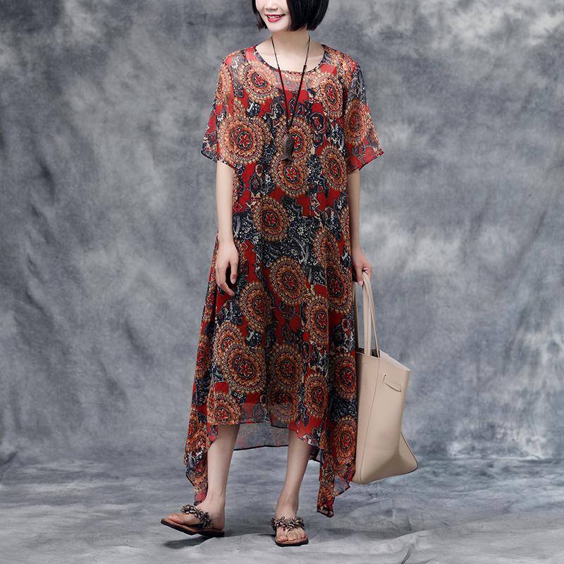 Summer Floral Short Sleeve Casual Two-Piece Dress