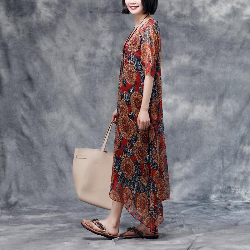 Summer Floral Short Sleeve Casual Two-Piece Dress