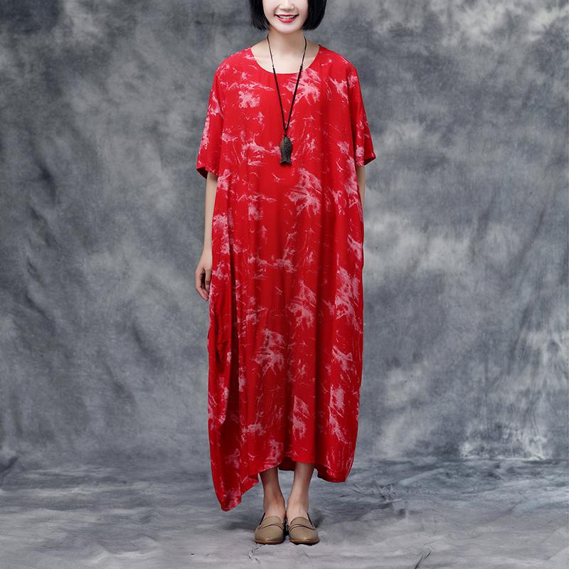 Summer Short Sleeve Red Casual Pockets Dress