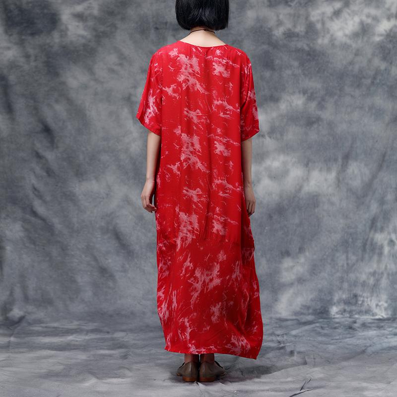 Summer Short Sleeve Red Casual Pockets Dress