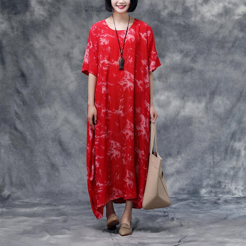 Summer Short Sleeve Red Casual Pockets Dress