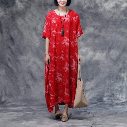 Summer Short Sleeve Red Casual Pockets Dress