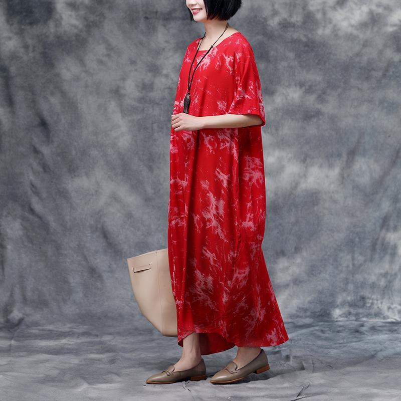 Summer Short Sleeve Red Casual Pockets Dress