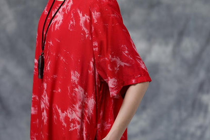 Summer Short Sleeve Red Casual Pockets Dress
