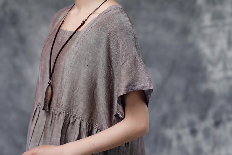 Summer Short Sleeve Casual Cotton Dress