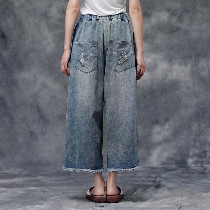 Women Summer Casual Pockets Embroidered Pants