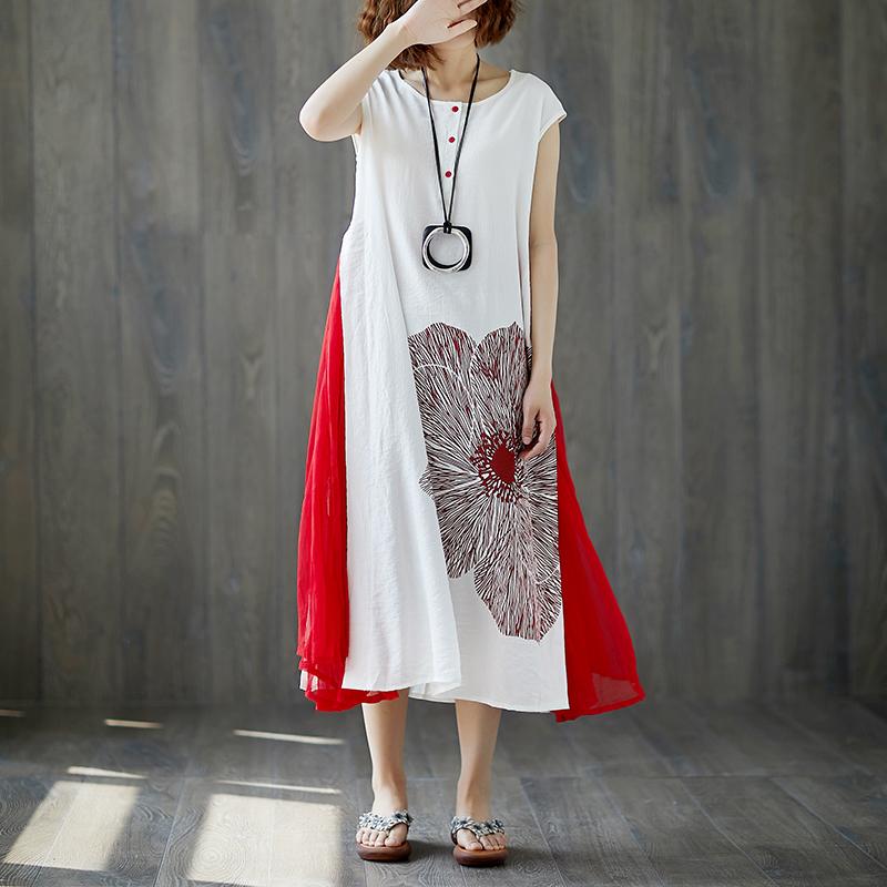 Sleeveless White Retro Boat Neck Summer Long Dress