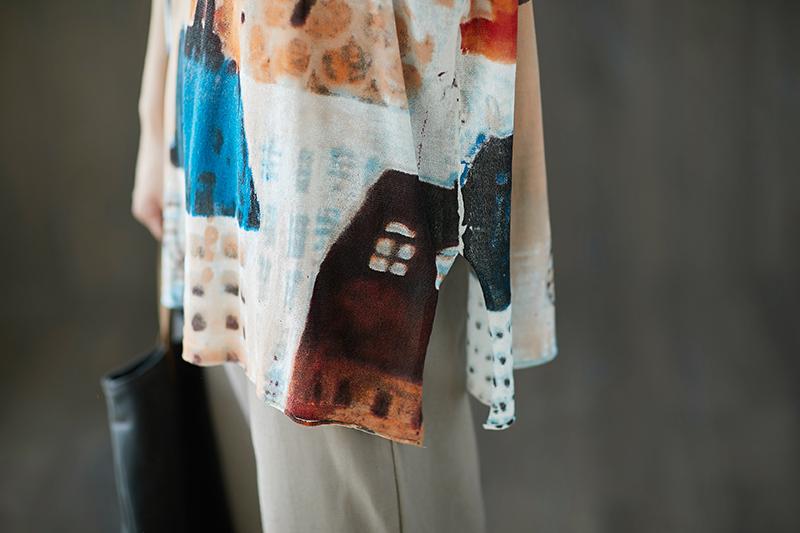 Summer Fabric Casual Short Sleeve Printed Tops