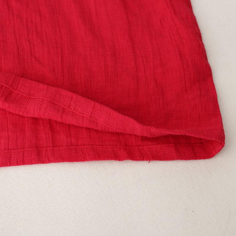 V Neck Long Sleeve Loose Solid Red Shirt