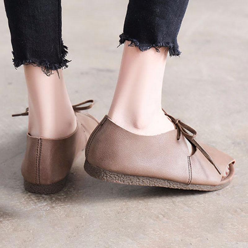 Spring Summer Shoes Flat Heel Lacing Coffee Sandals