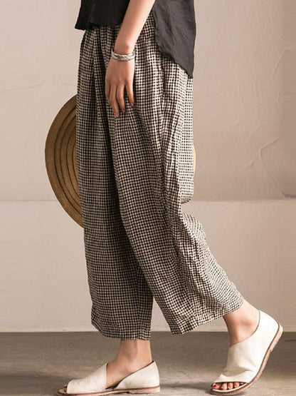 Little Grid Casual Comfortable Cotton Pants