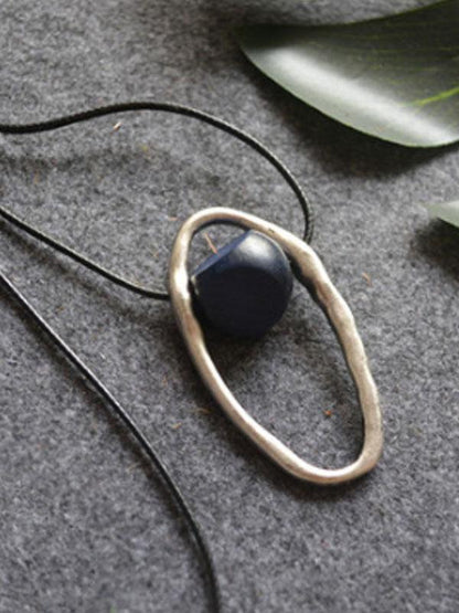 Laced Wooden Silver Combo Necklaces in Ancient Style