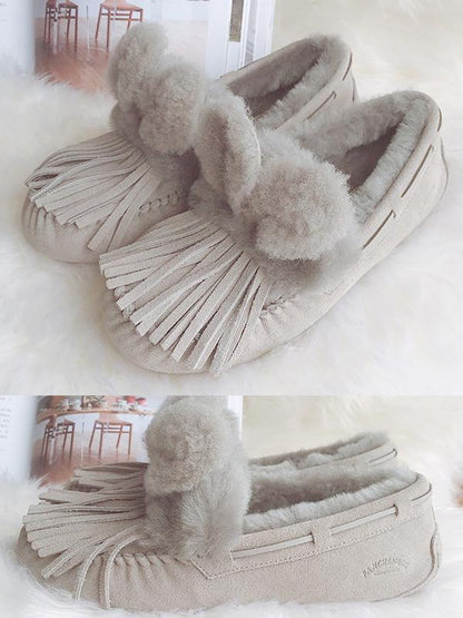 Fashion Wool Fur Ball Tassel Warm Cotton Shoes