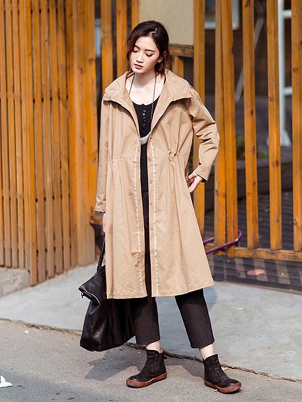 Casual Cotton Pleated Coat