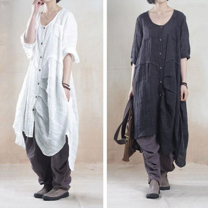 Women linen summer shirt dress
