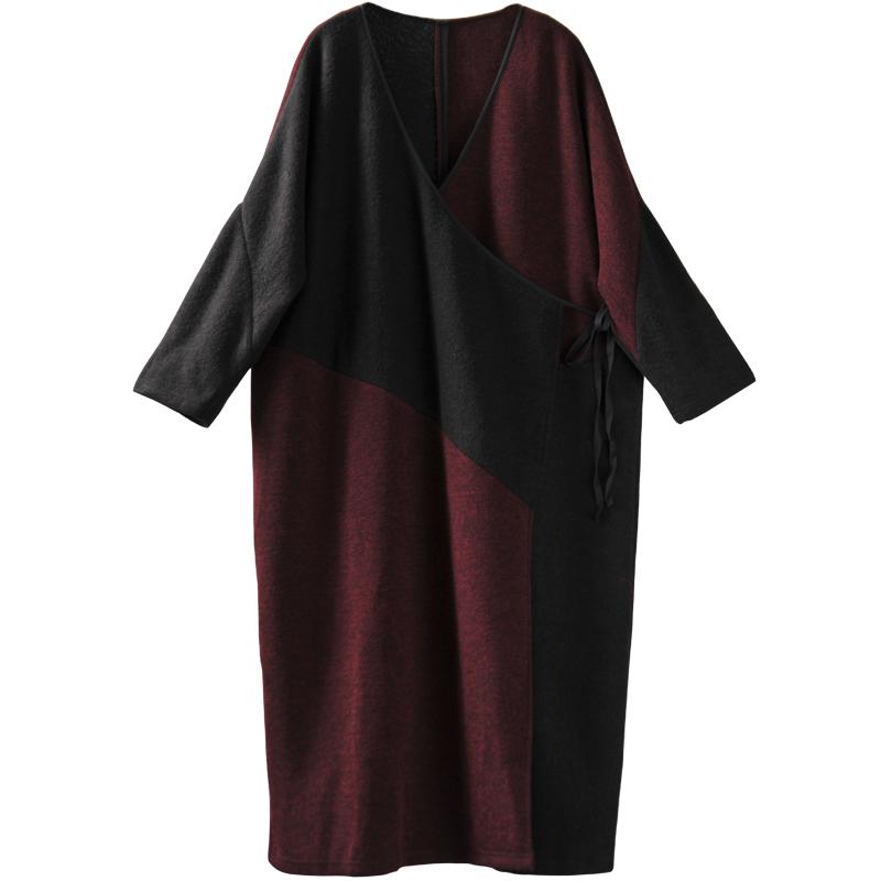 V Neck Long Sleeve Women Winter Lacing Coat