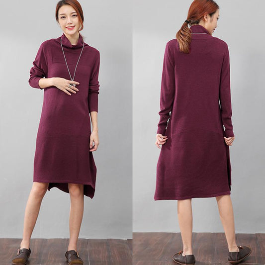 Women Casual Long Sleeve Irregular Hem Slim Dress