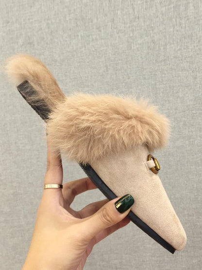 Fashion Artificial Fur Slippers Type Half Drag