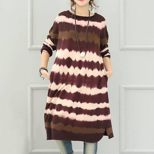 Women Casual Loose Cotton Knitting Sweater Dress