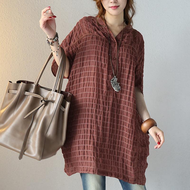 Women Literature Casual Loose 1/2 Sleeve Coffee Shirt