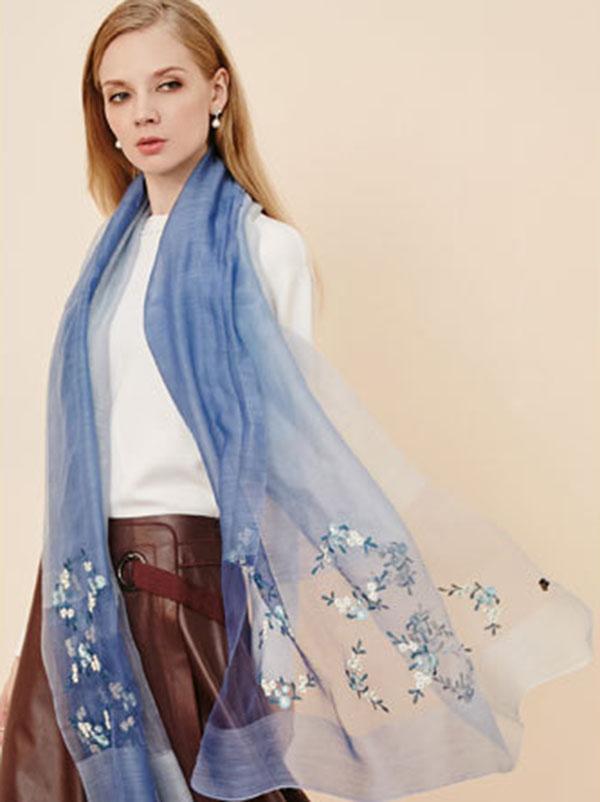 Gradient Mulberry Silk Shawl Scarf