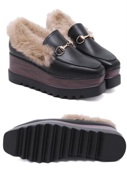 Artificial Fur High-Heeled Platform Korean Rabbit Shoes