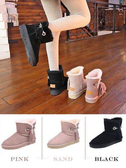 Flat Bottom Velvet Tassel Short Tube Snow Boots Uggs