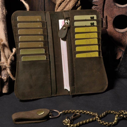 Stylish Leather Removable Chain Retro Women Long Purse