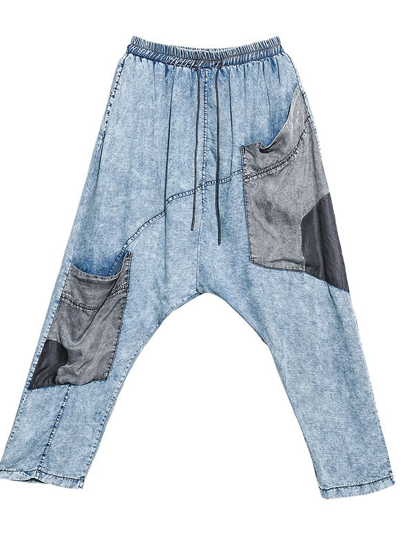 LOOSE WASHABLE CASUAL SPLICING HAREM PANTS