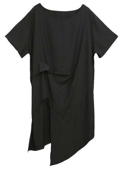 Solid Color Cropped Round Neck T-Shirt