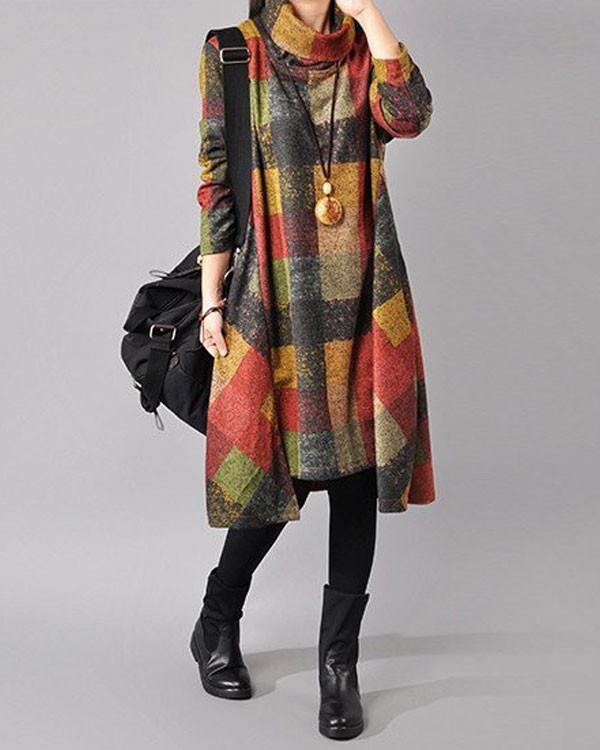Women cotton loose autumn dress