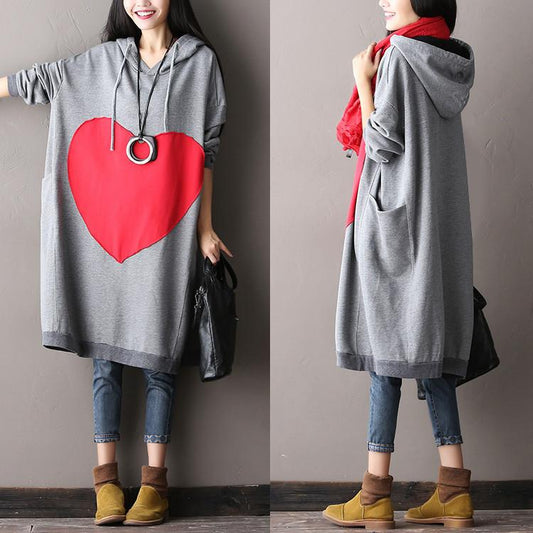 Women Plus Size Cotton Gray Dress