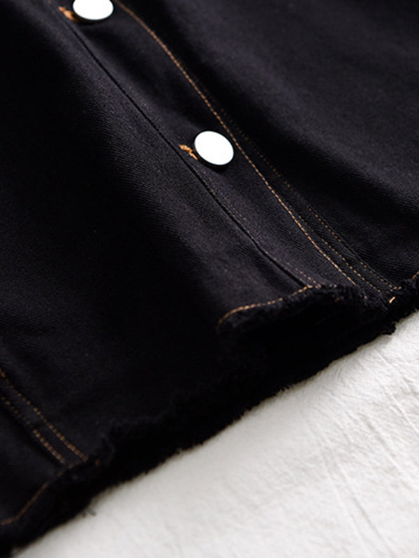 Casual Loose Long Sleeves Buttoned Solid Color Lapel Collar Jackets&Coats