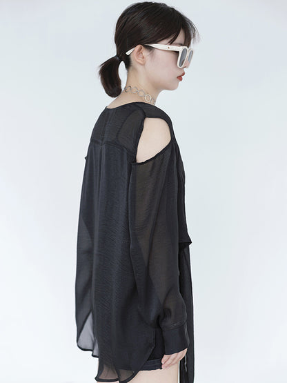 Casual Solid Color Cold Shoulder Long Sleeves Sun-Protection Outwear