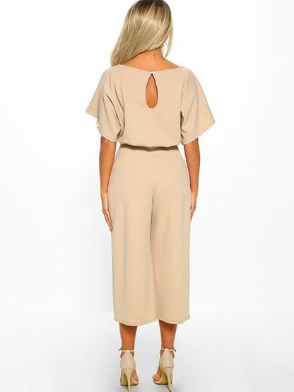 Round Neck Solid Color Jumpsuits
