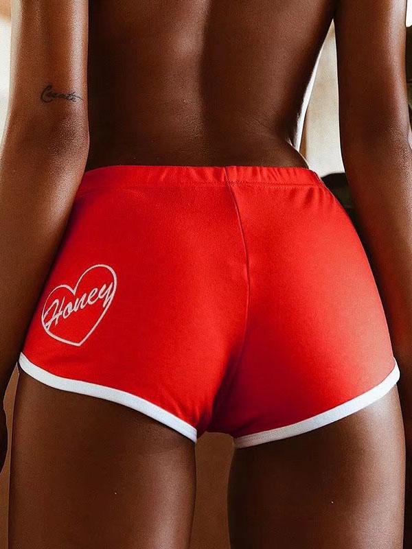 Contrast Color Printed Wrap Sports Shorts