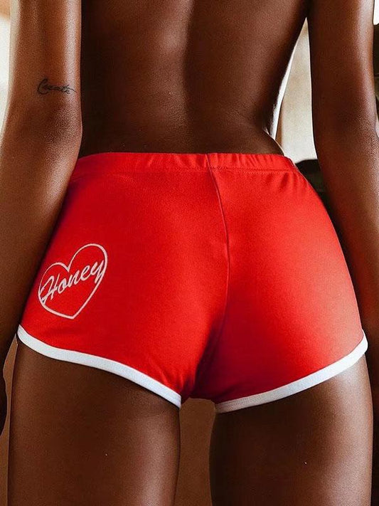 Contrast Color Printed Wrap Sports Shorts