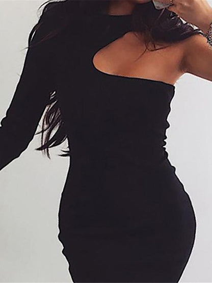 Solid Color Hallow Slim Bodycon Dress