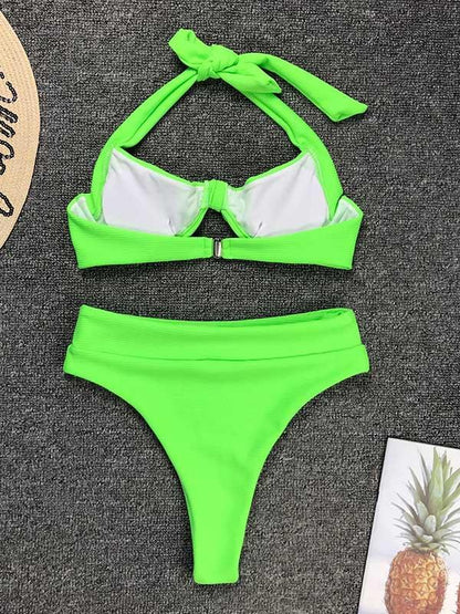 Neon Ribbed Underwired Bikini Swimsuit