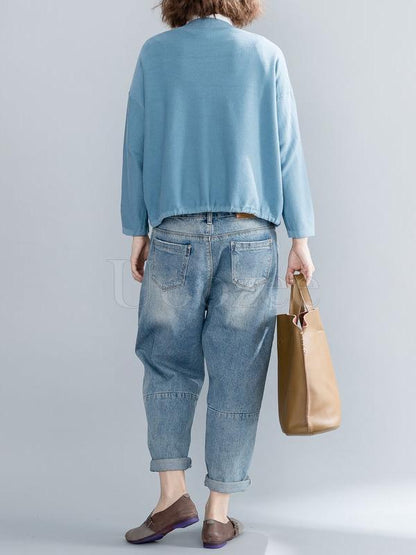 Casual Solid Denim Pants