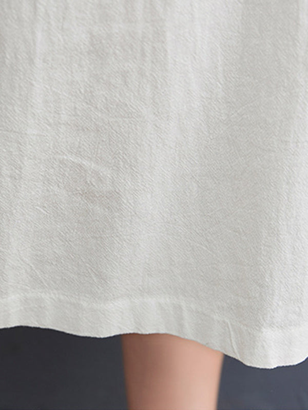 Original Solid Color With Pocket Lapel Shirt Dress