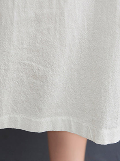 Original Solid Color With Pocket Lapel Shirt Dress
