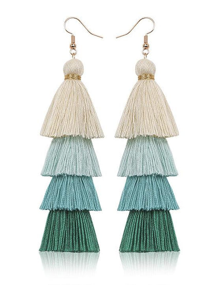 Pinecone Colorful Tasseled Bohemia Earrings