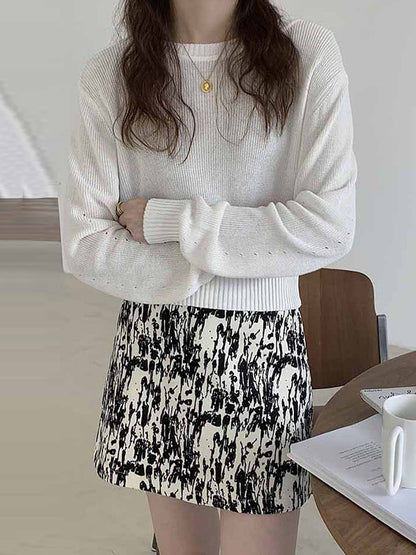 Simple Solid Color Round-Neck Long Sleeves Knitwear