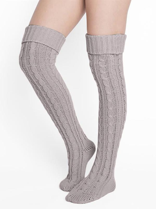 Solid Twisted Over Knee High Leg Warmers
