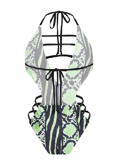 Sexy, Snaky Bandage Hollow One-Piece Type Swimwear