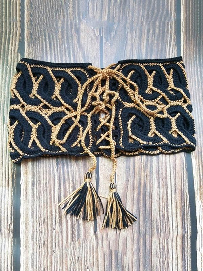Flora Hollow Bandage Crochet Bikini Swimsuit