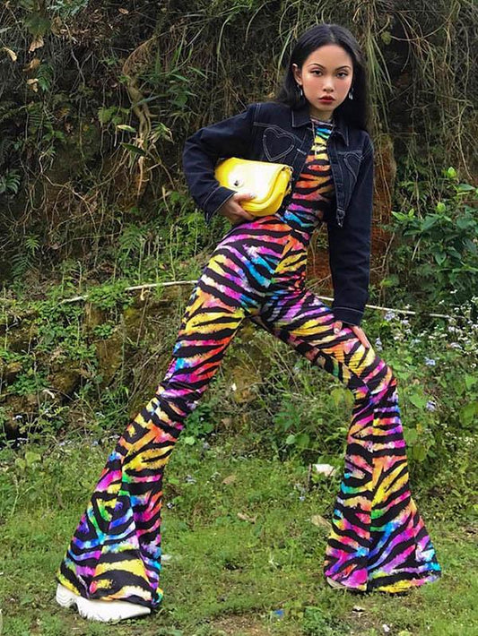 Street Casual Multicolour Printed Jumpsuits