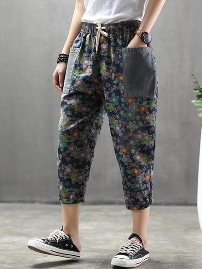 Vintage Loose Printed Jeans Harem Pants