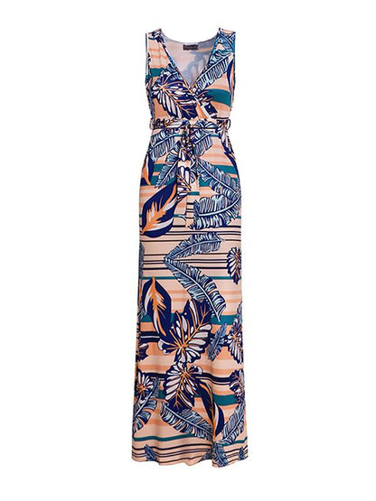 Ethnic Style Sleeveless V-neck Maxi Dress